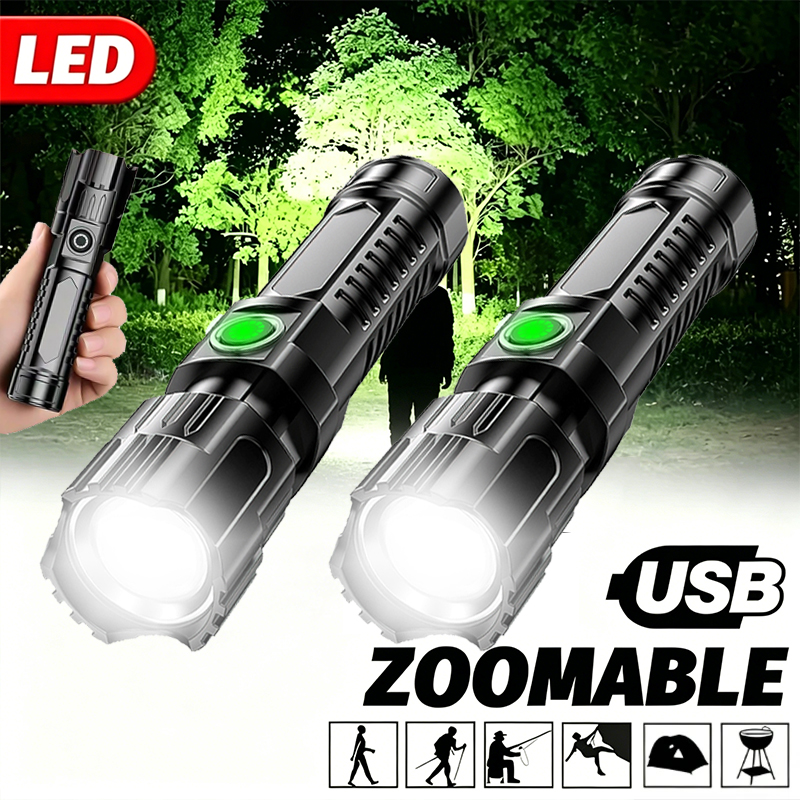 Outdoor Lighting Bollards - Super Bright LED Flashlight USB Rechargeable