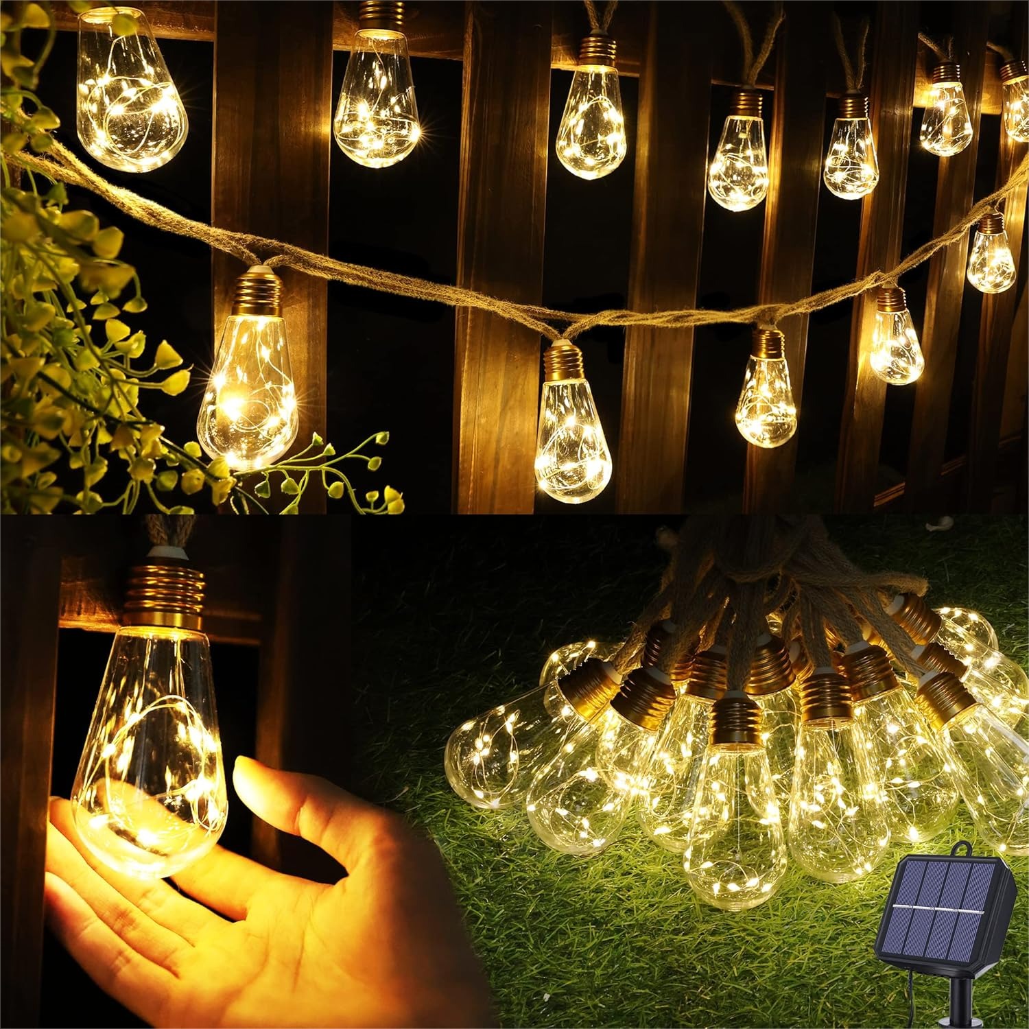 Outdoor Lighting Garden - Solar Outdoor String Lights 20Ft Vintage