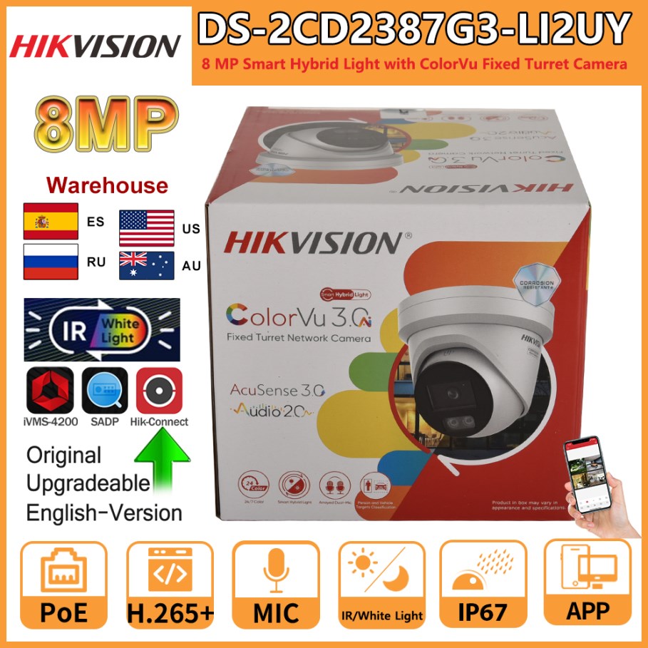 Outdoor Lighting Under Roof - Hikvision 8MP IP Camera DS-2CD2387G3-LI2UY Smart