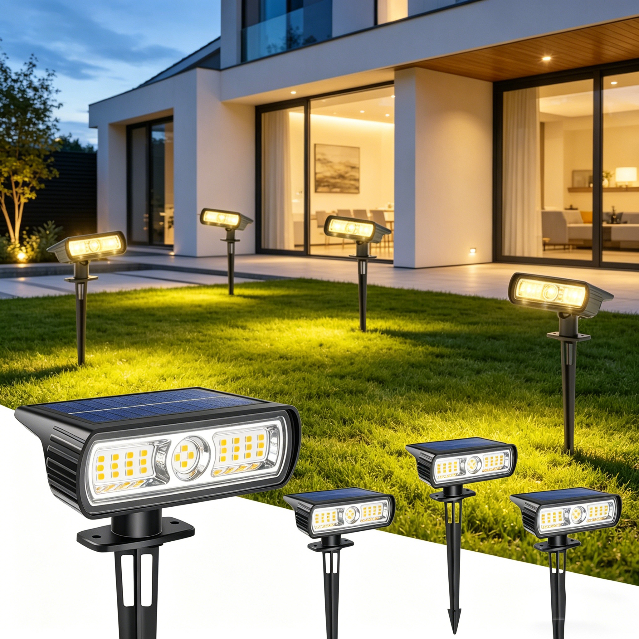 Outdoor Lighting Yard - 4 Pack Solar Landscape Spot Lights