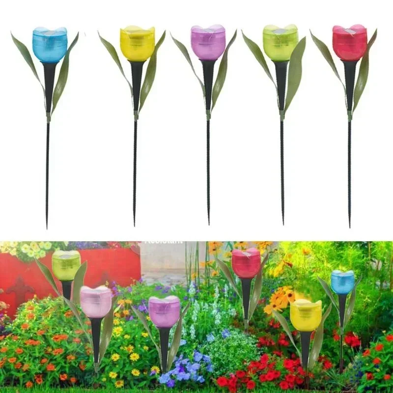 Outdoor Lighting Solar Panel - 1Pcs Garden Tulip Flower Shape LED