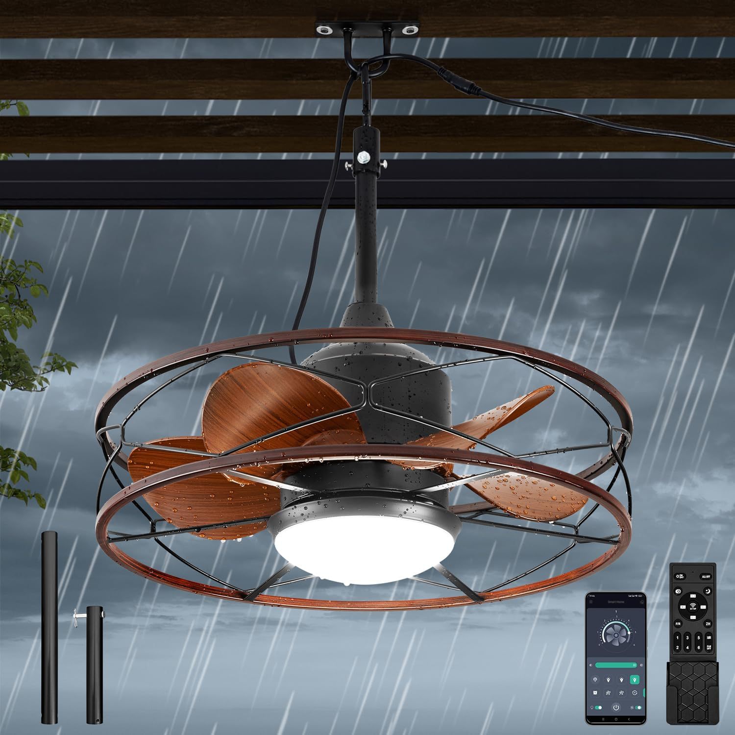 Outdoor Lighting Under Roof - 20Inch LED Outdoor Ceiling Fan with