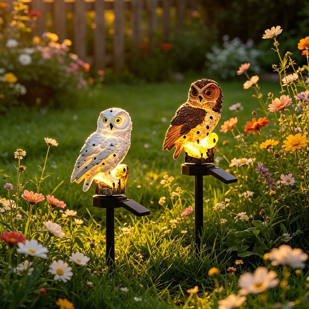 Owl Solar Light, Resin Owl Gro - Outdoor Lighting Garden のレビューと価格