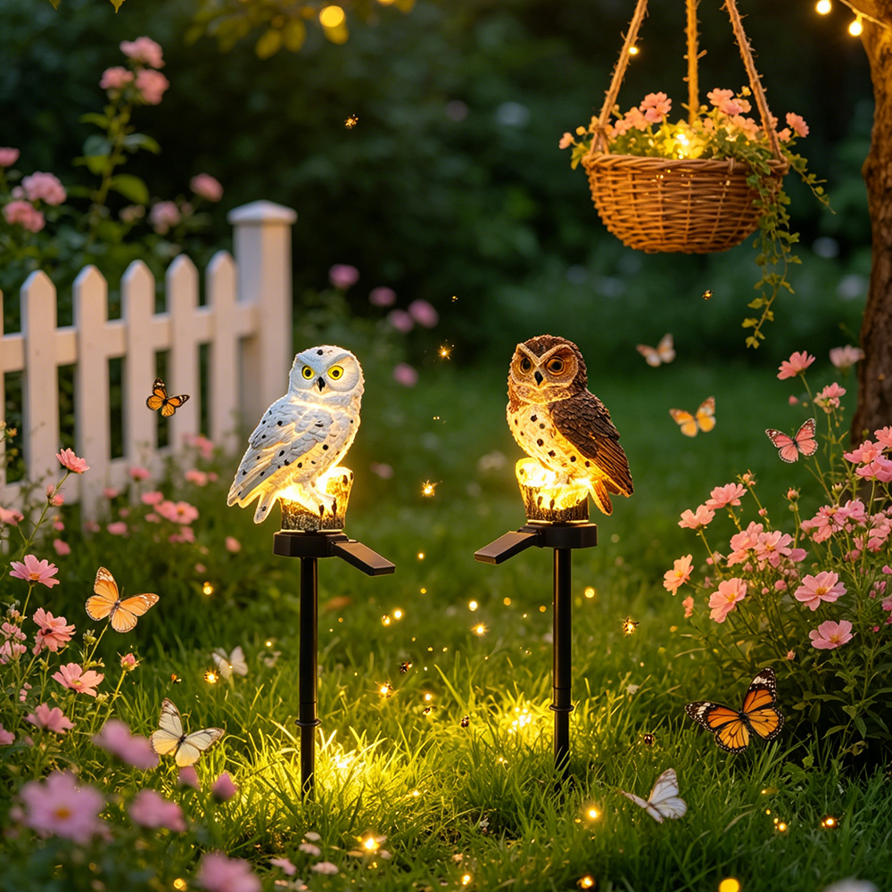 Owl Solar Light, Resin Owl Gro - Outdoor Lighting Garden のレビューと価格