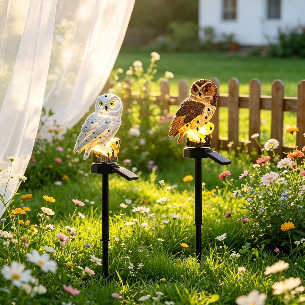 Owl Solar Light, Resin Owl Gro - Outdoor Lighting Garden のレビューと価格