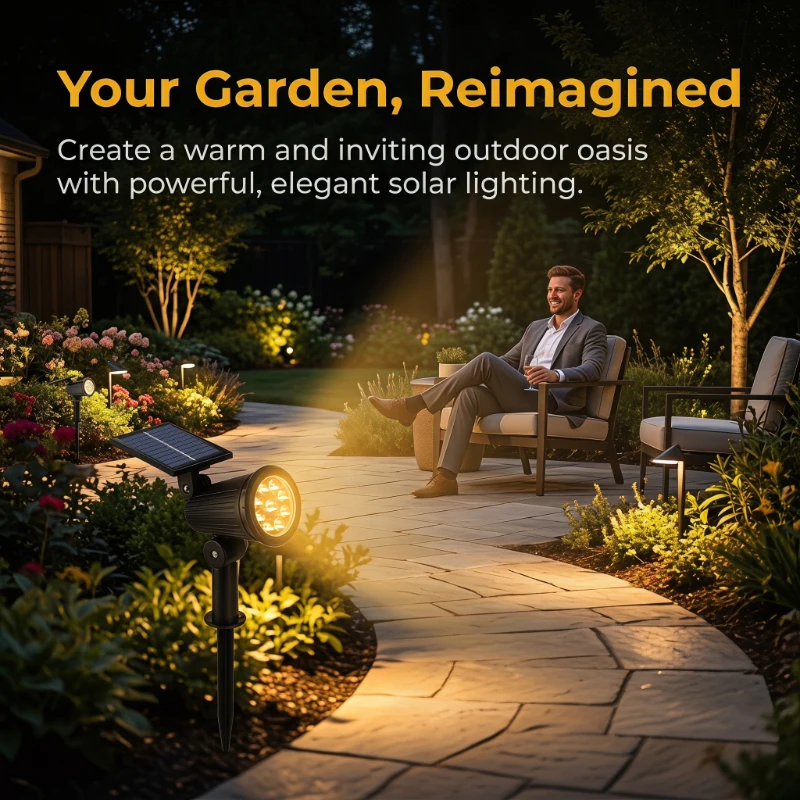 2PCS Solar Powered LED Spotlig - Outdoor Lighting Solar Panel のレビューと価格