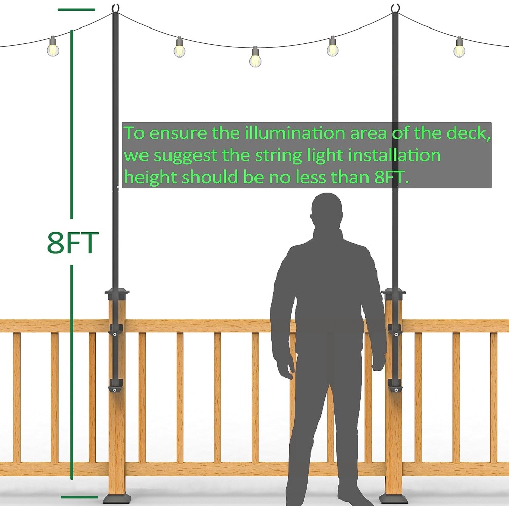 2 pack string light poles - st - Outdoor Lighting Garden のレビューと価格