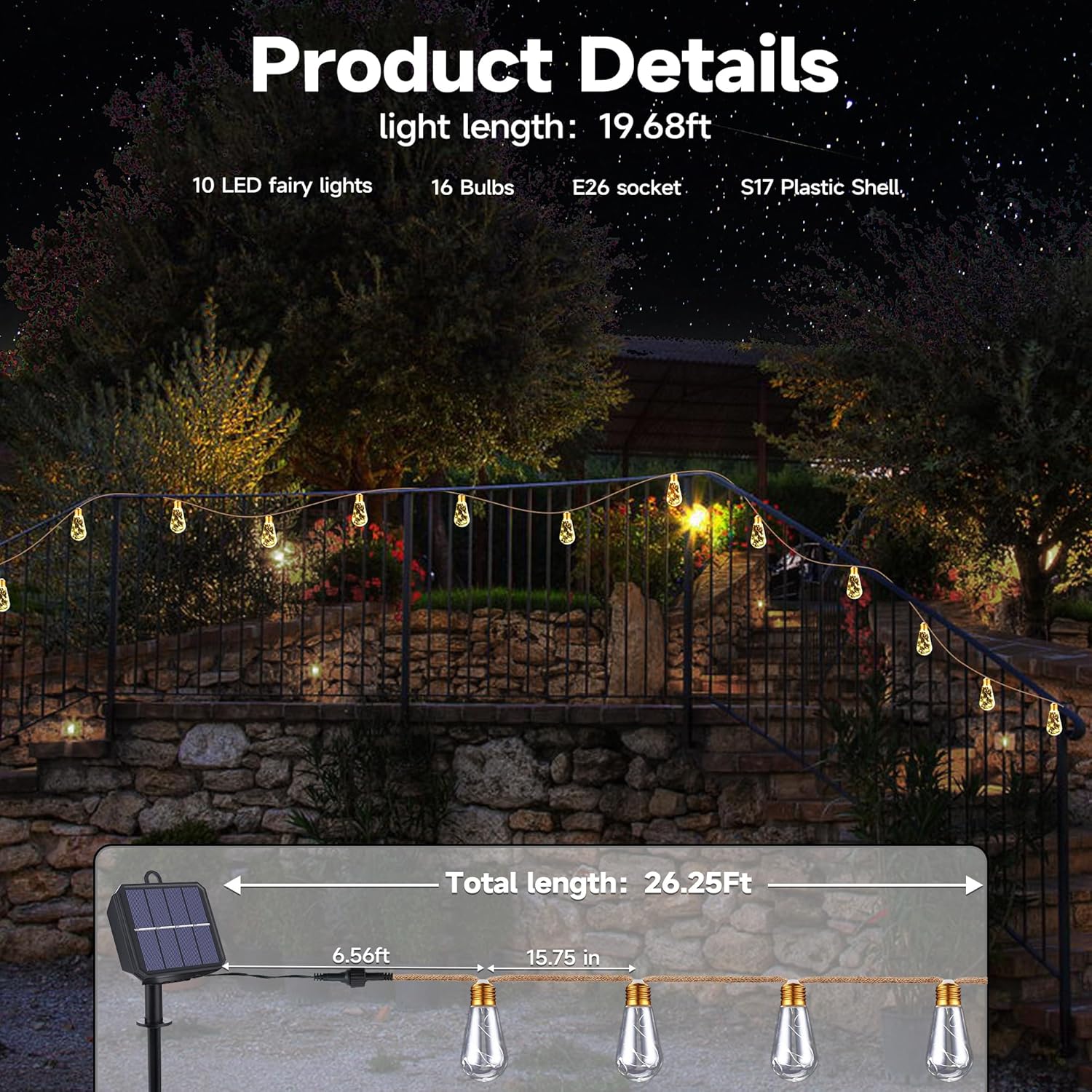 Solar Outdoor String Lights 20 - Outdoor Lighting Garden のレビューと価格