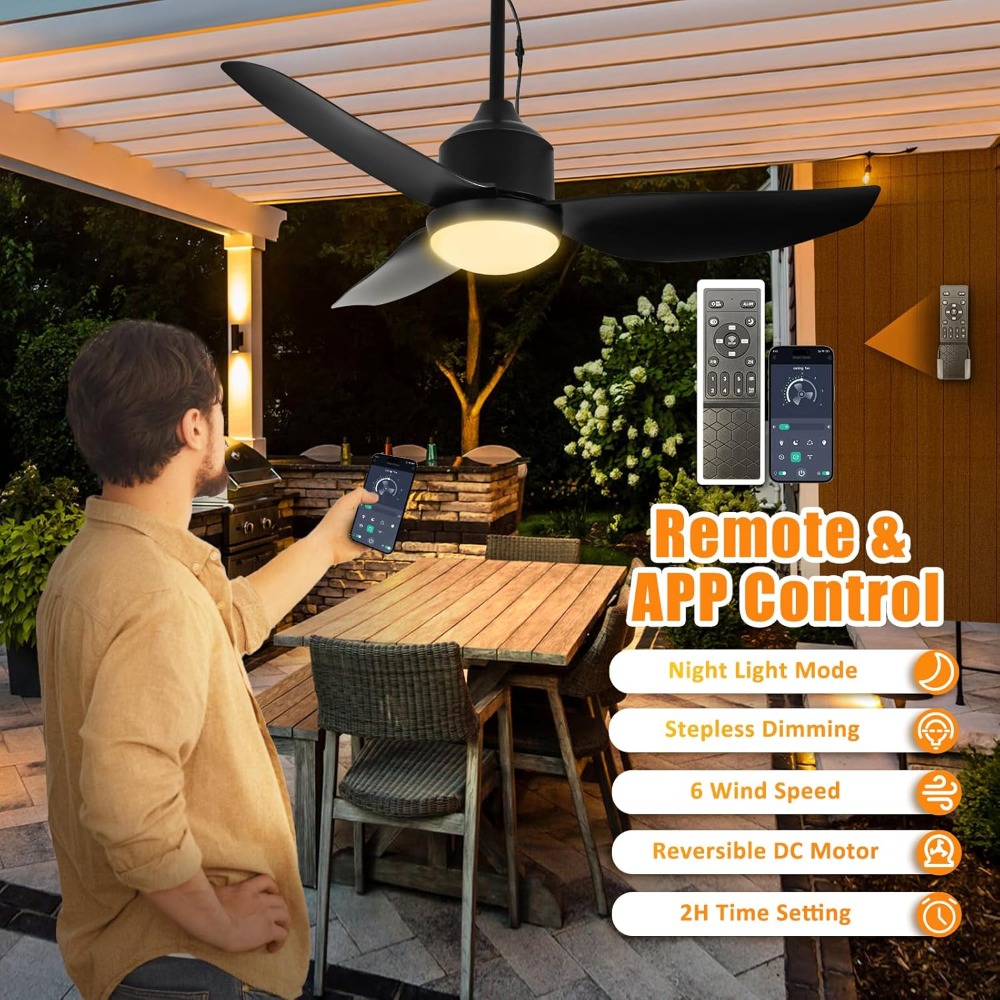 42 Inch Outdoor Ceiling Fan wi - Outdoor Lighting Under Roof のレビューと価格