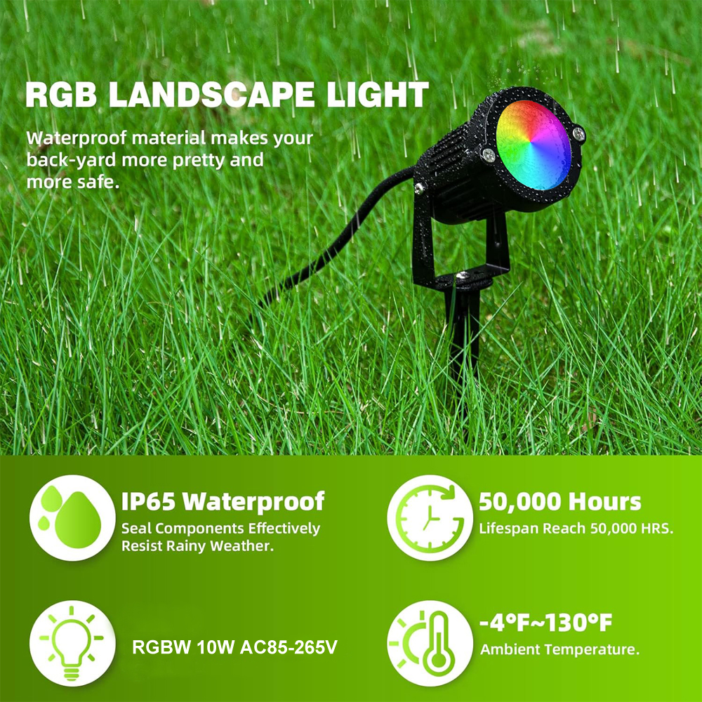 RGBW Landscape Lighting 10W wi - Outdoor Lighting Garden のレビューと価格