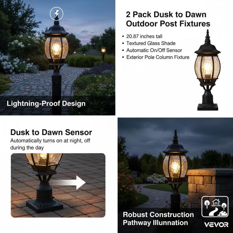 2-Pack Exterior Pillar Lantern - Outdoor Lighting Yard のレビューと価格