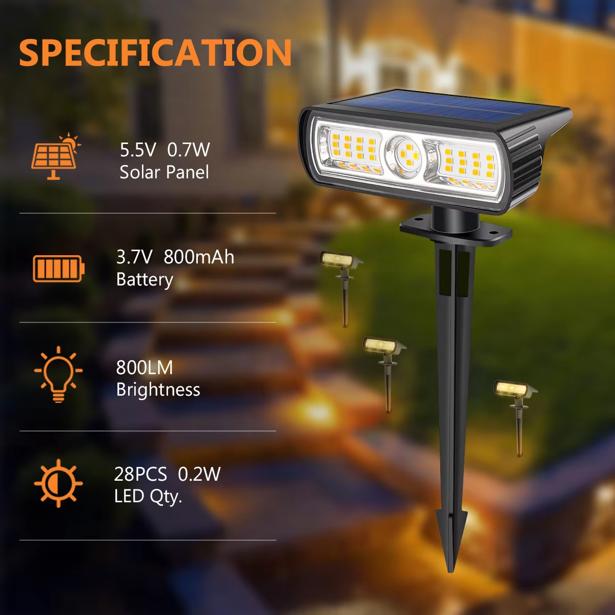 4 Pack Solar Landscape Spot Li - Outdoor Lighting Yard のレビューと価格