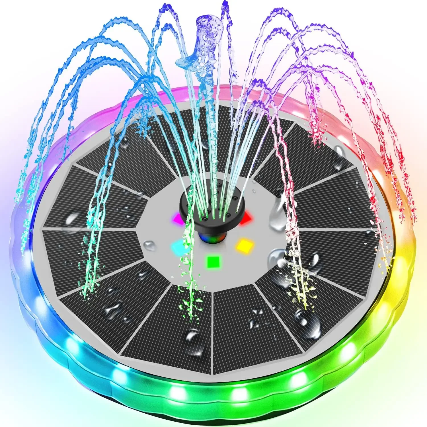 Solar Fountain with LED Lights - Outdoor Lighting Solar Panel のレビューと価格