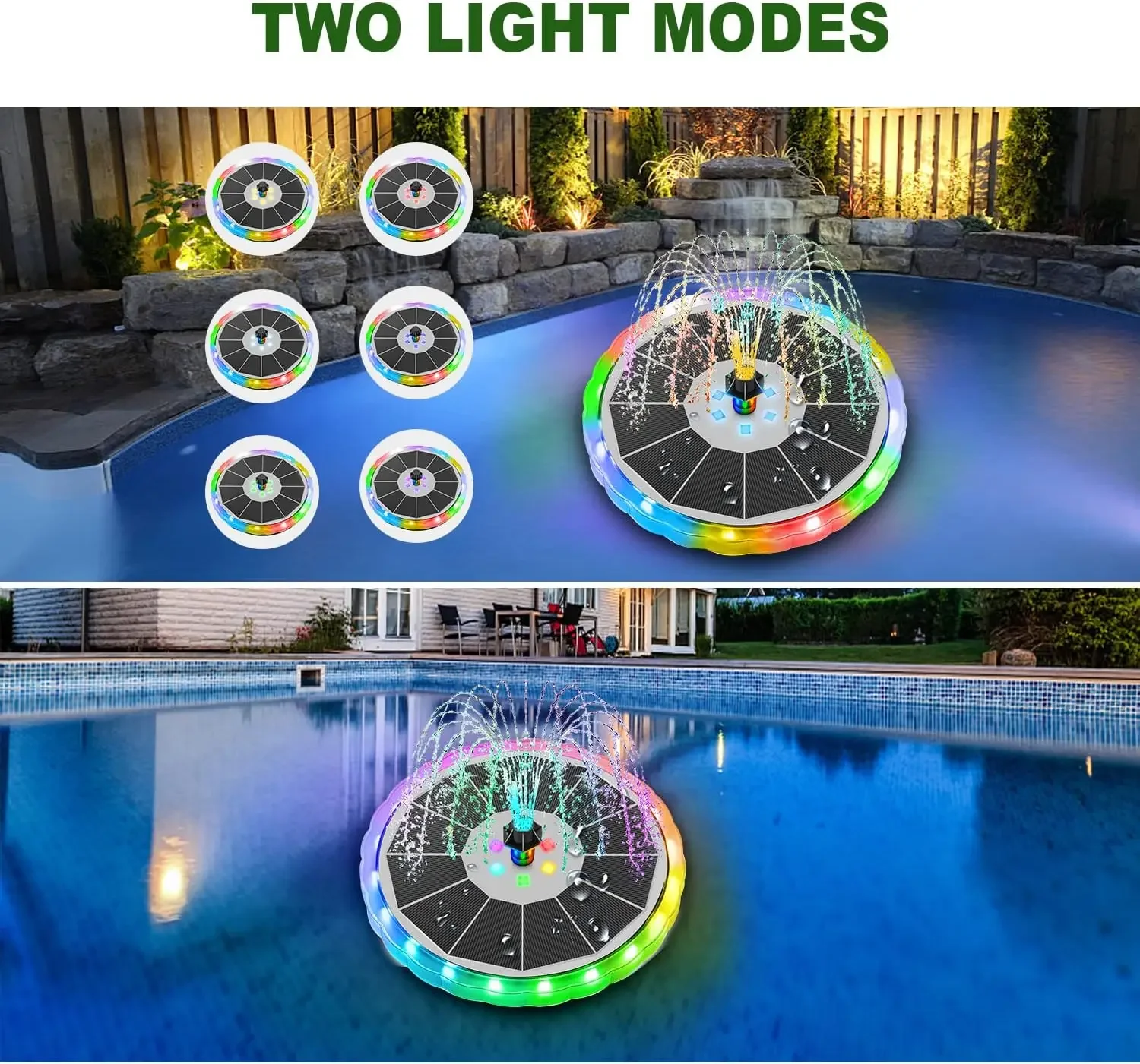 Solar Fountain with LED Lights - Outdoor Lighting Solar Panel のレビューと価格