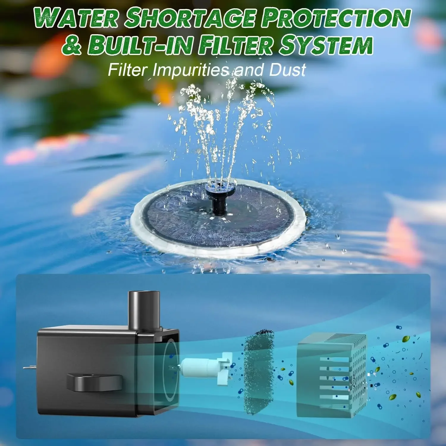 Solar Fountain with LED Lights - Outdoor Lighting Solar Panel のレビューと価格