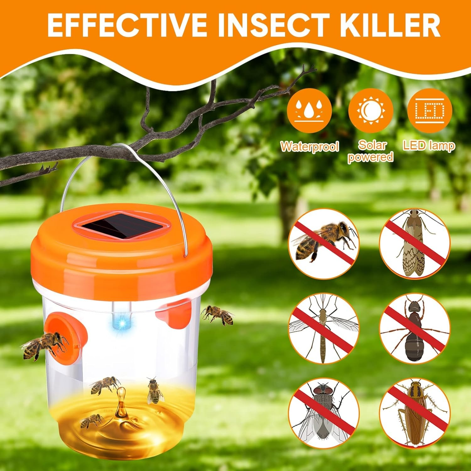 1-6PCS Solar Wasp Trap Waterpr - Outdoor Lighting Solar Panel のレビューと価格
